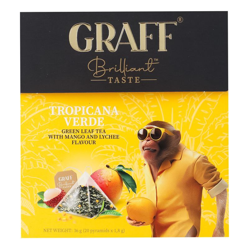 Чай зелений Graff Tropicana verde Тропічний у пірамідках (20х1,8г) 